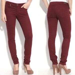 Paige Skyline Low Rise Skinny Jeans in Distressed Rust Size 28